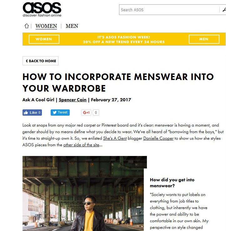 Danielle Cooper Menswear Advisor for ASOS | dapperQ | Queer Style